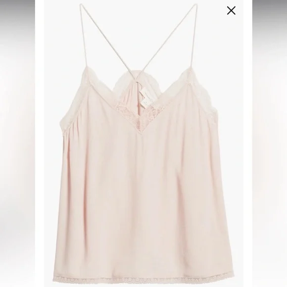 NWT Treasure & Bond Blush Baby Pink Lace Teddy Trim Cami Tank Top Size M - Picture 4 of 8